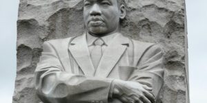 Stone statue of Martin Luther King Jr. at the Washington DC memorial.